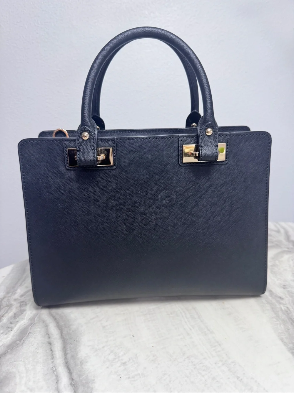 Michael Kors Black Saffiano Leather Top Handle Satchel Tote Bag